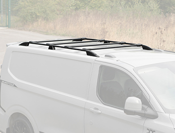 Aluminium Roof Bars + 4 Crossbars LWB Black Transit Custom 2024